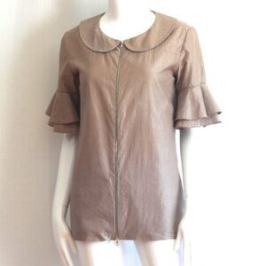 Marni Cotton & Silk Zip Front Top With Ruffled Sleeves - Italy